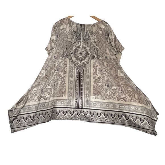 Croft & Barrow Women Plus 2X Paisley Print Tunic Embroidered Asymmetric Blousy - Picture 8 of 16